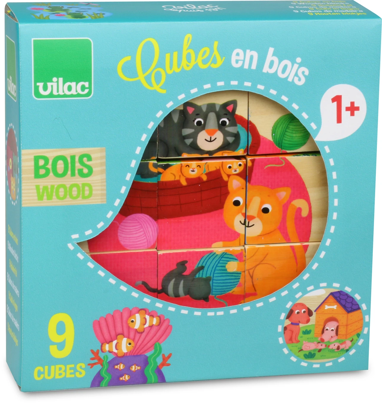 Vilac Cubes En Bois - Animaux 2 Vilac Cubes En Bois - Animaux – Image 2