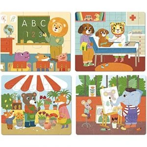 Vilac Puzzles De 6 à 16 Pièces : 4 Puzzles évolutifs : Les Métiers 1 Vilac Puzzles De 6 à 16 Pièces : 4 Puzzles évolutifs : Les Métiers