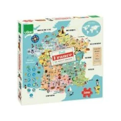 Vilac Carte De France Puzzle 300 Pcs Ingela P.A-À Partir De 8 Ans-7618, 7618, Multicolor